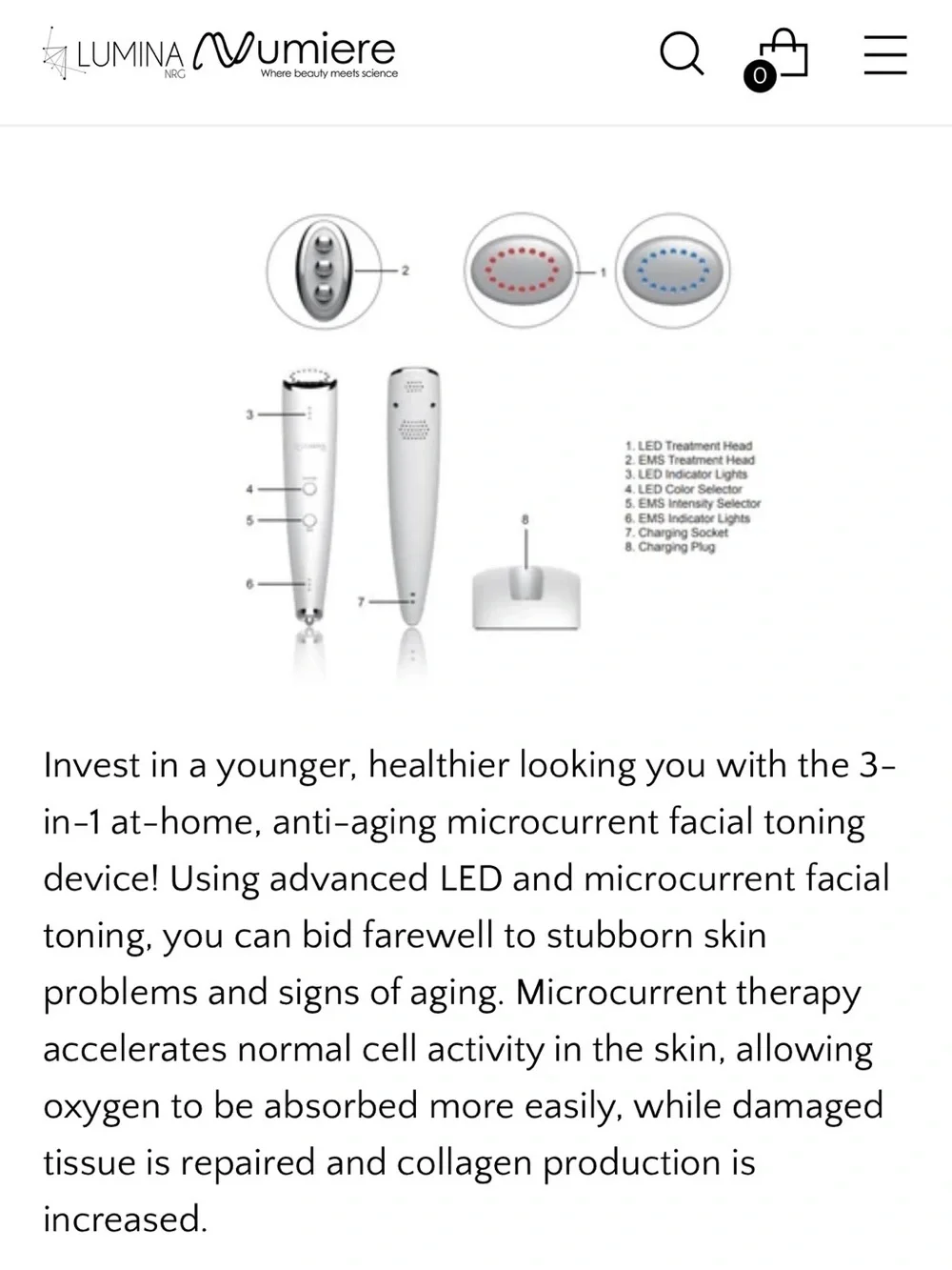 White EMS & LED Facial Toning Device